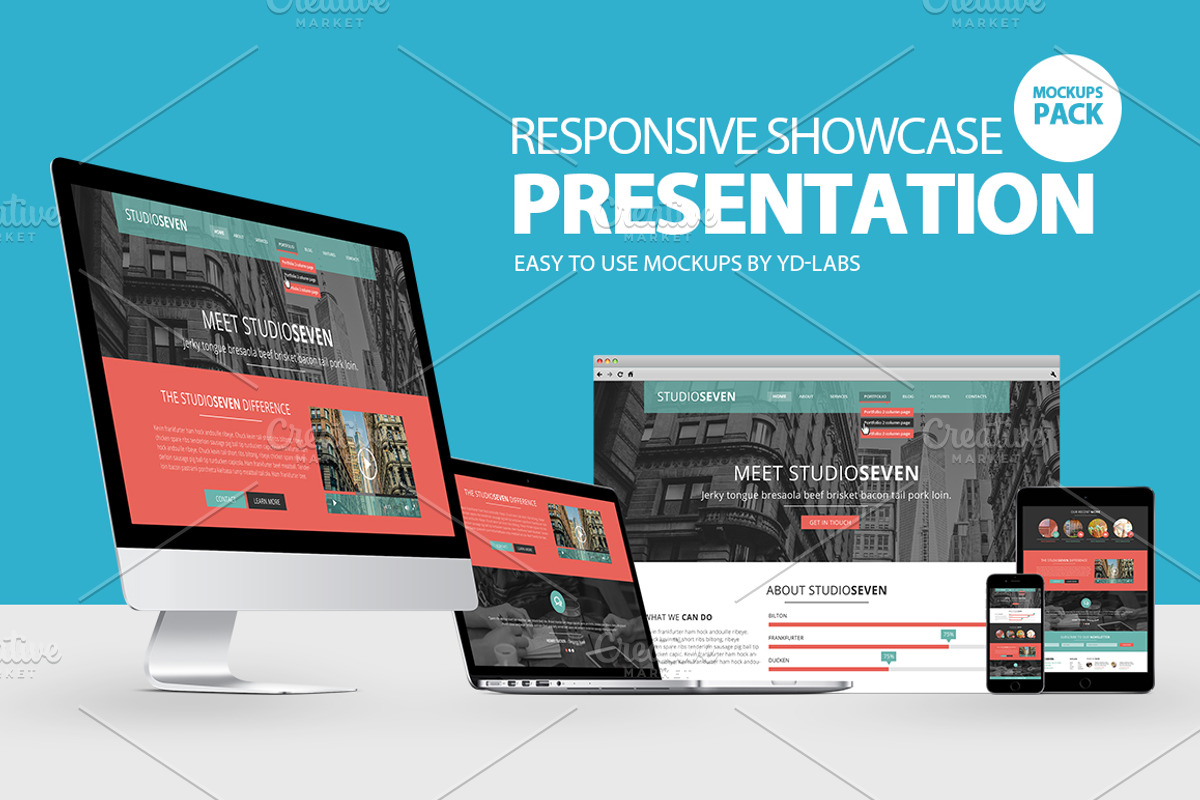 Responsive Showcase Presentation, an iPhone Mockup by ydlabs (Photo 1 of 2)