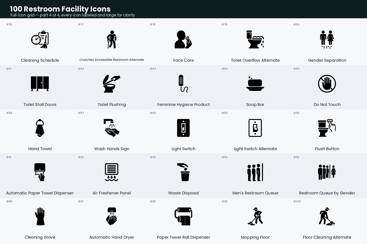 100 Restroom Facility Icons, a Solid Icon by Symbolic Language (Photo 5 of 6)