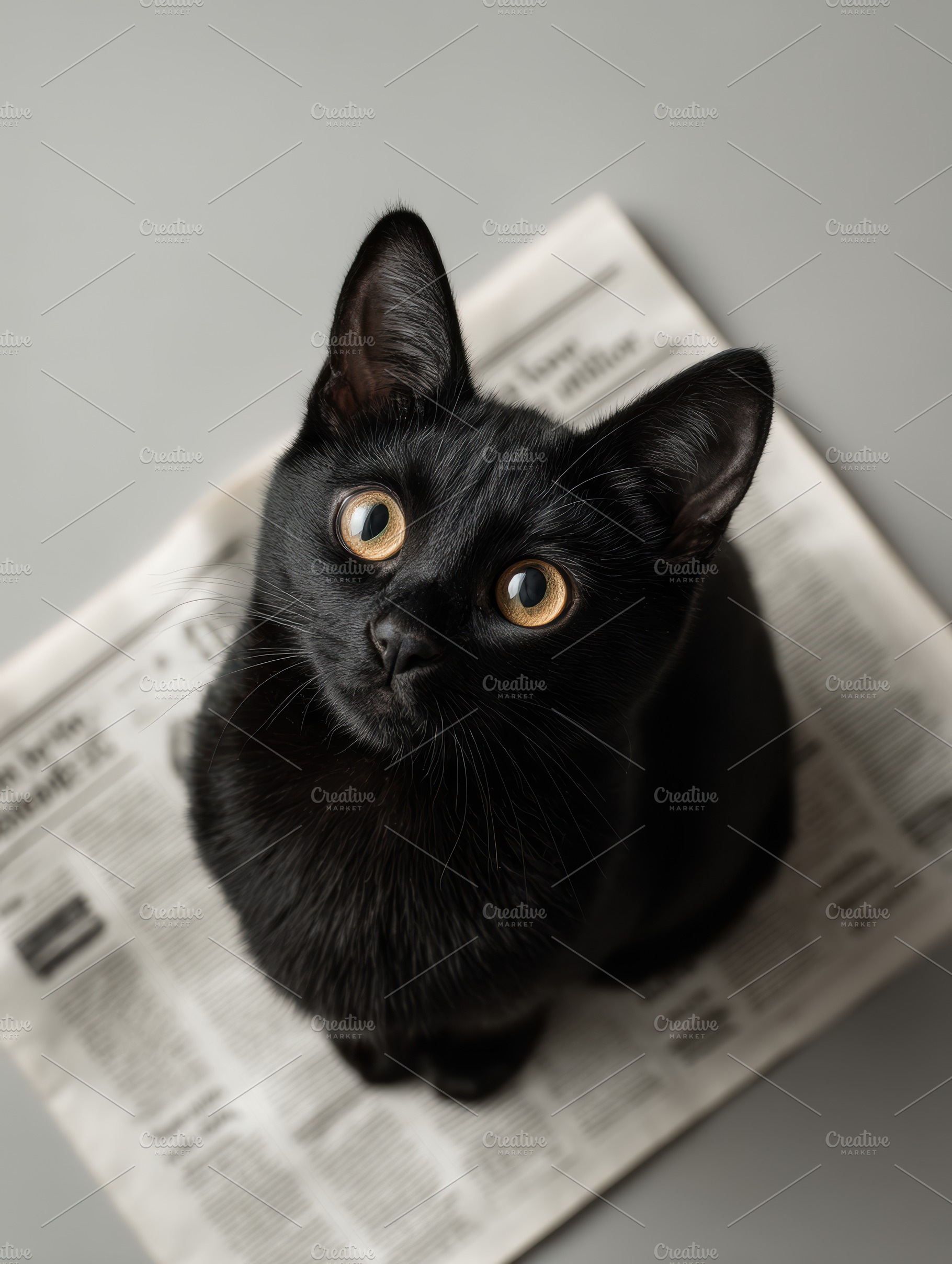 Black Cat Looking Up, an Animal Photo by Virgo Studio