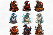 Newborn Dragons clipart set, an Animal Illustration by ThatsDesignArt (Thumbnail 9 of 10)