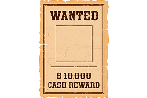 Western Wanted Banner Reward Poster