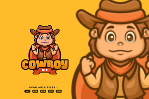 Cowboy Kid Cartoon Logo