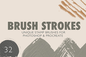 32 Stamp brushes Photoshop/Procreate
