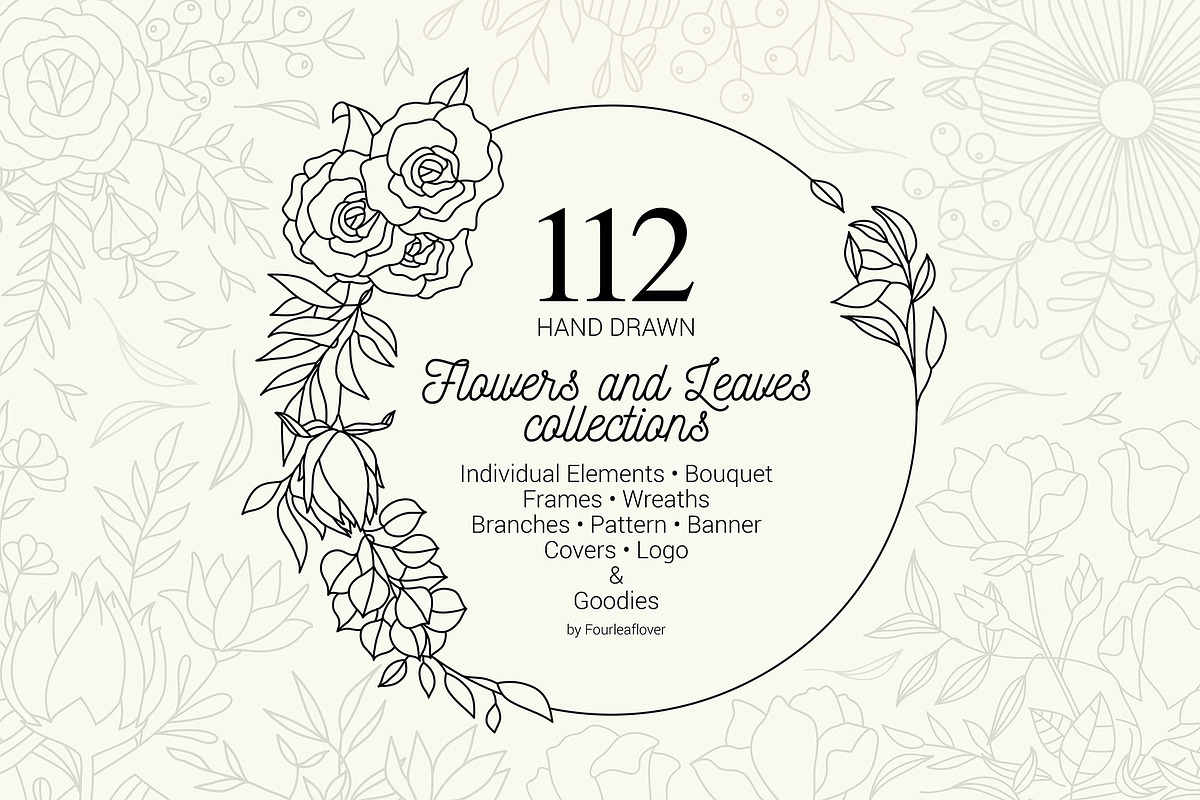 Big Set of Vector Floral Elements, a Decorative Illustration by FourLeafLover (Photo 1 of 18)