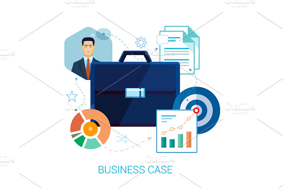 Business Case Set Of Flat Icons