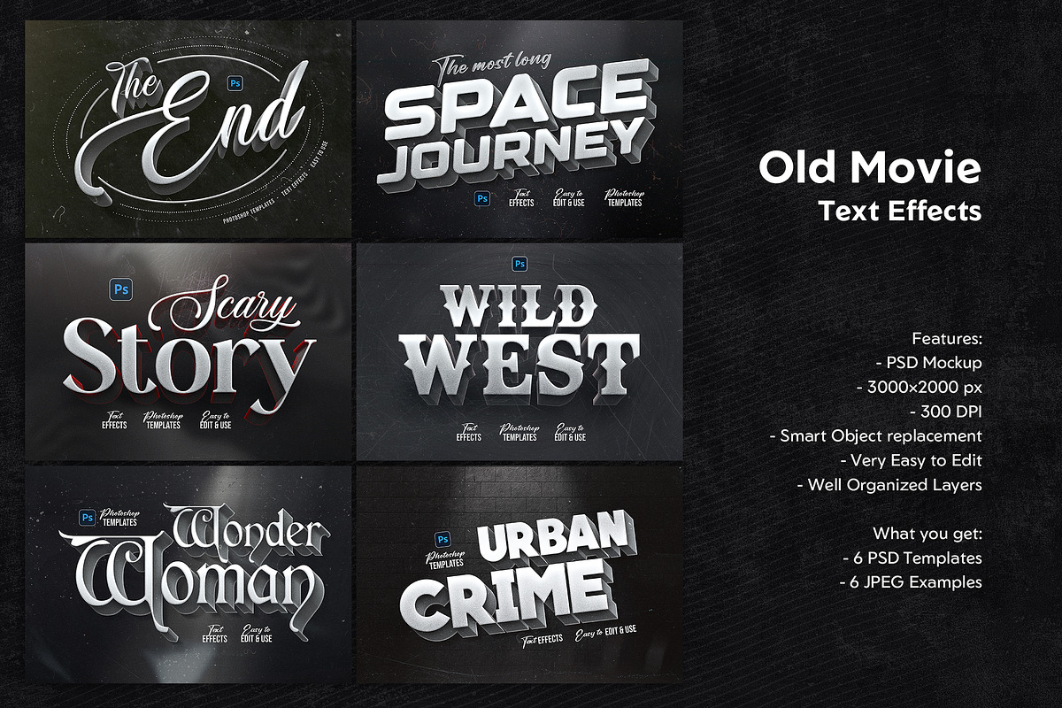 Old Movie Titles, a Layer Style Add-On by Andrew Skoch Design
