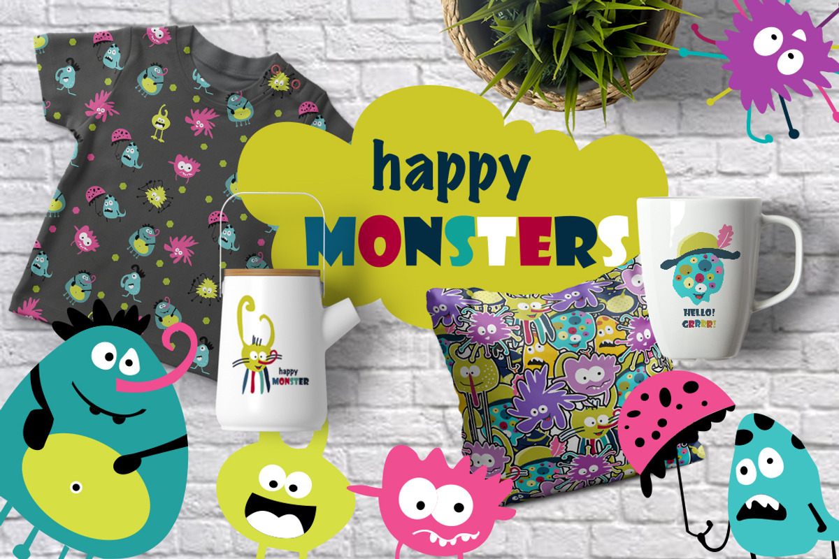 Cute funny monsters, an Animal Illustration by lidiya_zayac (Photo 1 of 5)