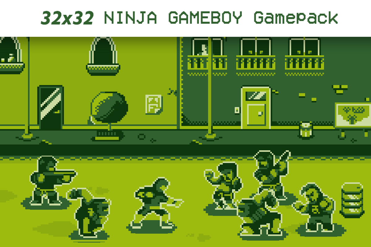 32x32 NINJA GAMEBOY GAMEPACK, an Illustration by Fassous game assets (Photo 1 of 4)
