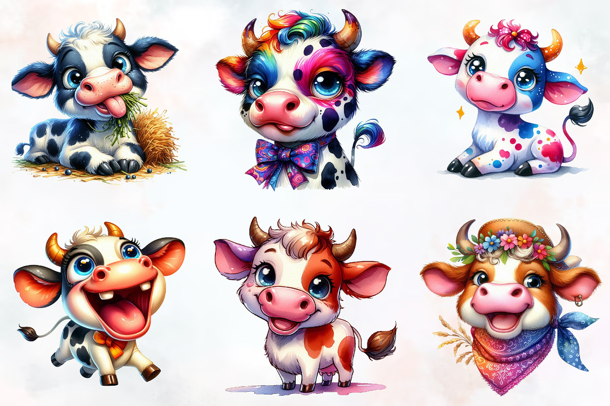 Funny Cow Sublimation Clipart, an Illustration by RobertsArt (Photo 2 of 7)