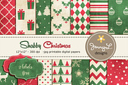 Shabby Christmas Digital Papers, a Pattern Graphic by JennyL Designs (Thumbnail 1 of 4)
