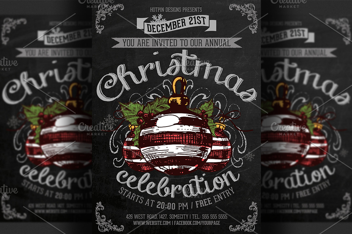 Vintage Christmas Event Flyer, a Flyer Template by Hotpin