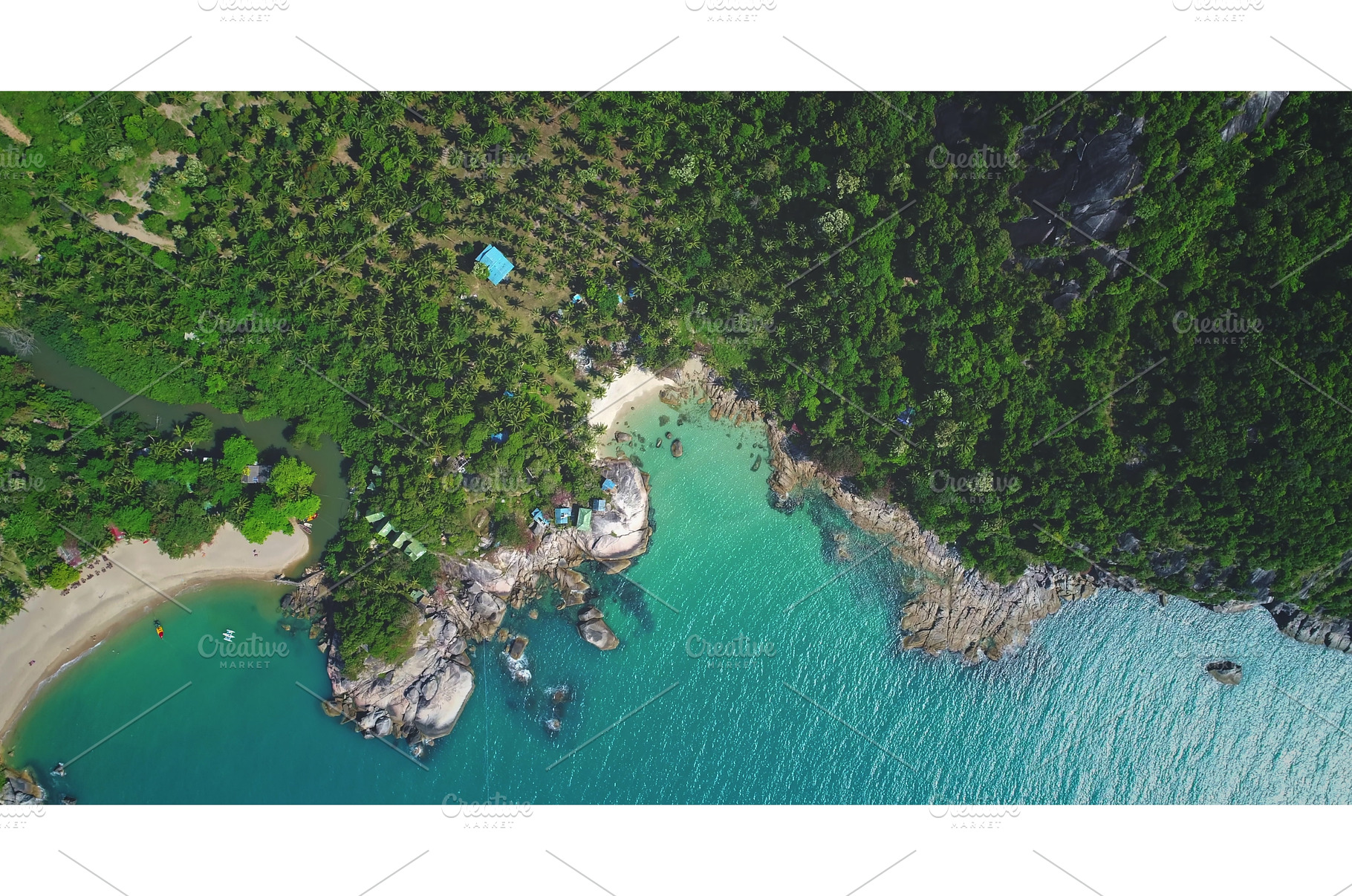 Tropical island coastline with, a Nature Photo by Goinyk