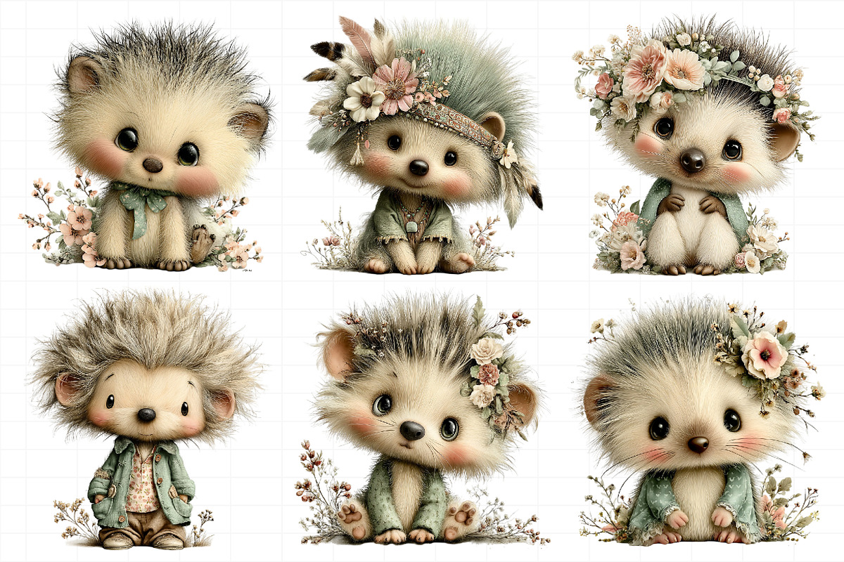 Whimsical Baby Hedgehog Png Clipart, an Illustration by Daily.Designs (Photo 3 of 8)