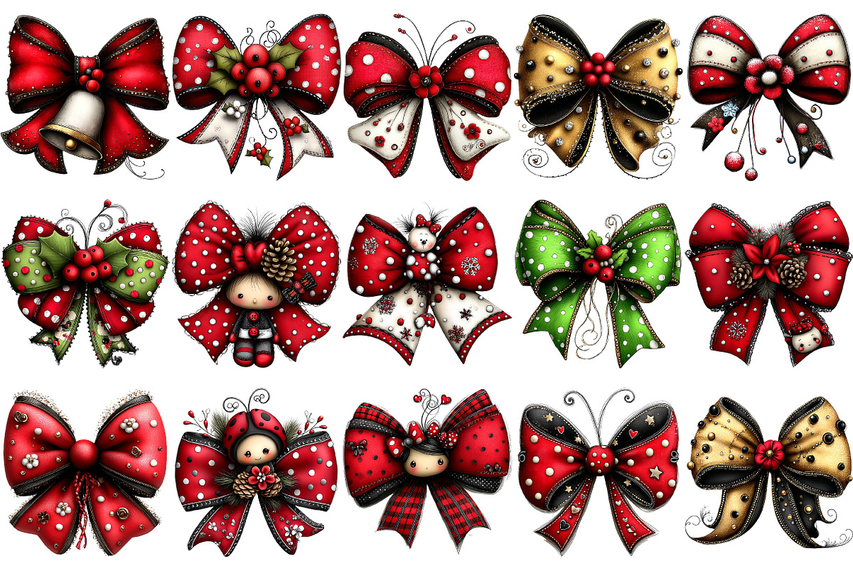 Christmas Bow Clipart Bundle, an Illustration by Pixels.Craft (Photo 5 of 6)