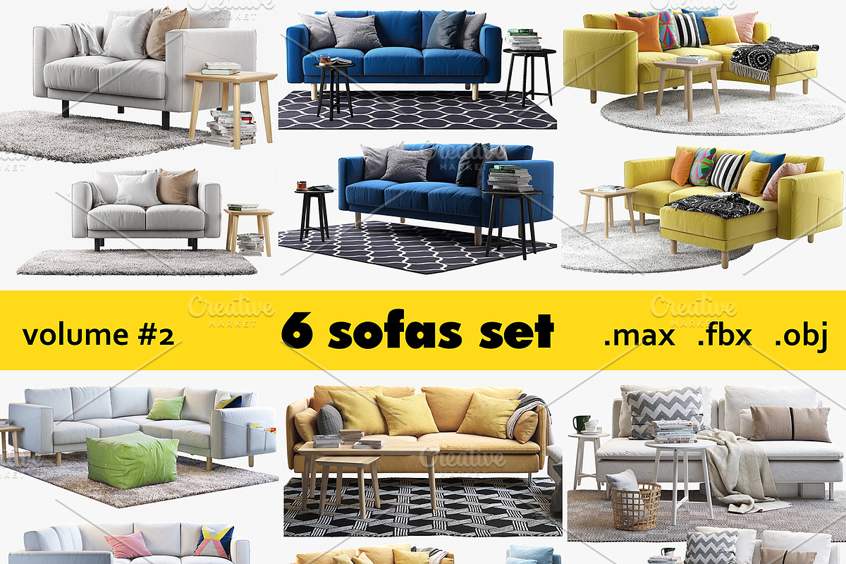 6 sofa set 3d model, a Furniture 3D Model by 3dmitruk (Photo 1 of 61)