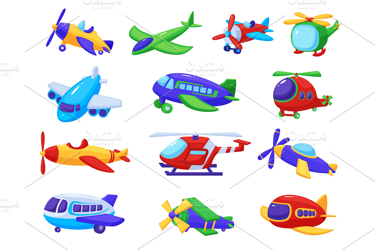 Cartoon toy aeroplanes. Isolated, a Transportation Illustration by LadadikArt