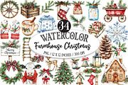 Farmhouse Christmas Sublimation, an Illustration by Designking (Thumbnail 1 of 5)