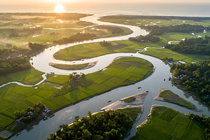 Aerial view of the Ganges delta, a Nature Photo by nandinigraphics
