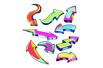 graffiti arrow set cartoon vector, an Object Illustration by pikepicture