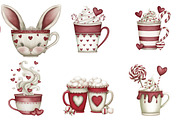 Valentine's Day Coffee Cup Clipart, an Illustration by DreamArtGraphic (Thumbnail 4 of 5)