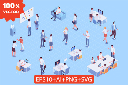 Isometric Business People Vector Set, a Finance Illustration by Vector_Art