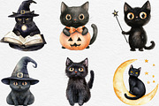 Halloween Black Cat Clipart, an Illustration by Black Bird Studio (Thumbnail 4 of 6)