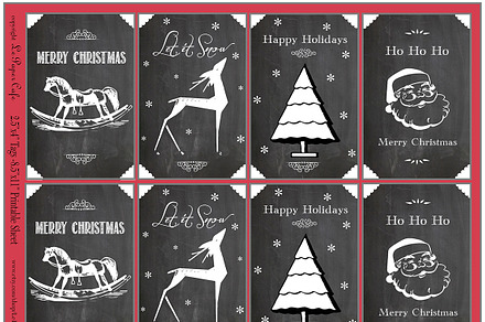 Digital Chalkboard Christmas Tags