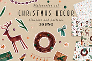 Watercolor Clipart Christmas Decor, a Decorative Illustration by a_ptichkina (Thumbnail 1 of 4)
