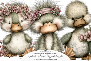 Whimsical Spring Duck Clipart Bundle, an Illustration by GatewayDesign