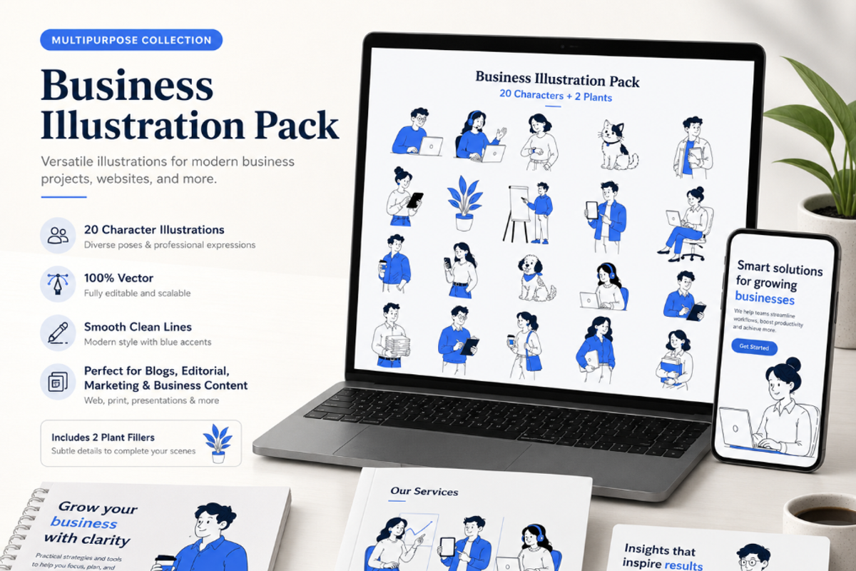Business Illustration Asset Pack, an Object Graphic by Nerokanji_Designs (Photo 1 of 4)