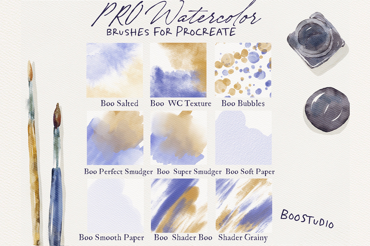 Pro Watercolor - Procreate Brushes, a Brush Add-On by BooStudio (Photo 5 of 9)