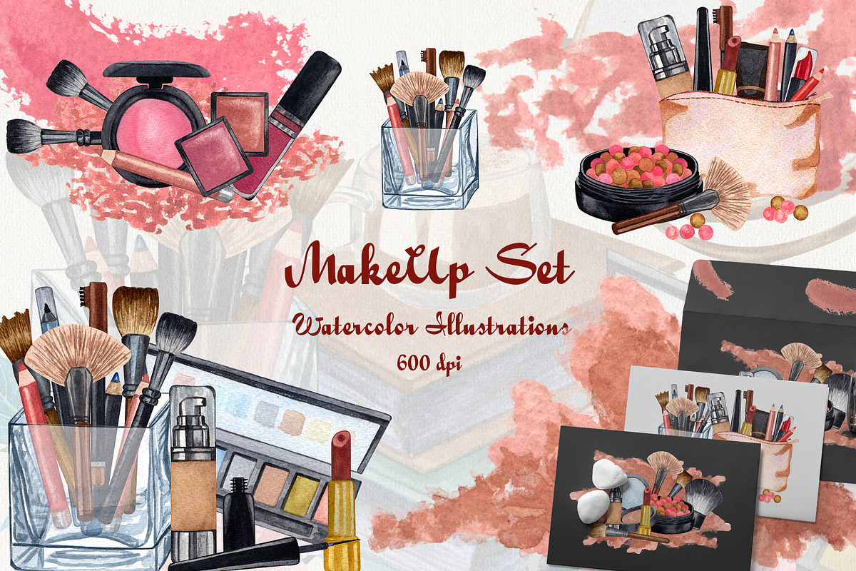 Make Up Watercolor Set, an Object Illustration by BarvArt (Photo 1 of 13)