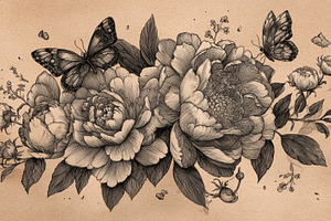 Flowers and butterflies in a design, a Photo by Beautiful things