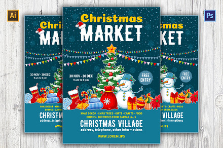 Christmas Market Poster Template, a Flyer Template by Vector beauty