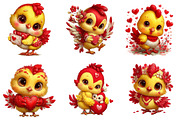 Whimsical Valentine Chicken Clipart, an Illustration by Dream Creation (Thumbnail 4 of 6)