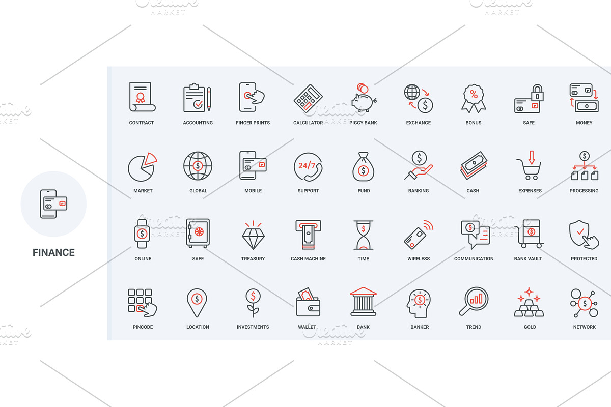 Finance bank investment icons, an Object Illustration by Lemberg Vector