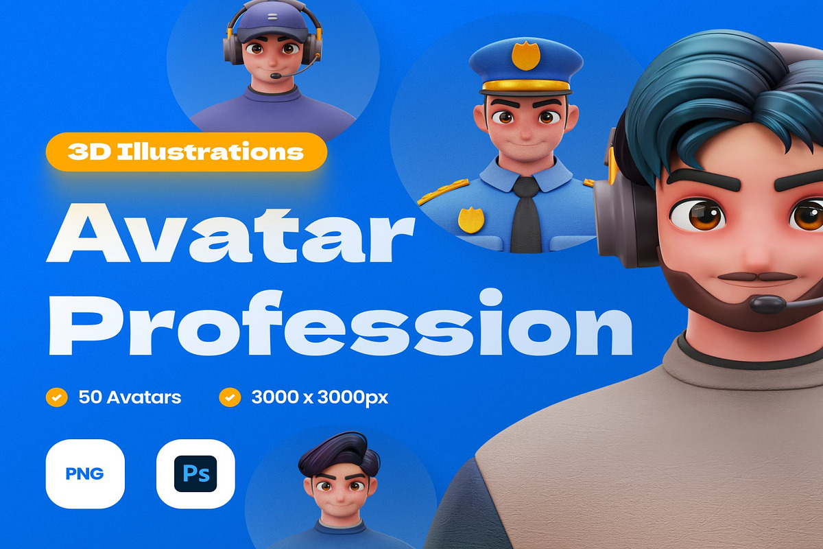 3D Avatar Profession, a Work Illustration by Lumina_ui_ux202 (Photo 1 of 6)