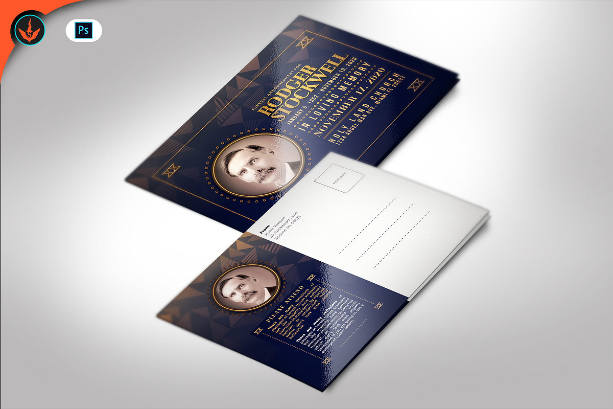 Art Deco Funeral Announcement Card, a Flyer Template by SeraphimChris (Photo 1 of 5)
