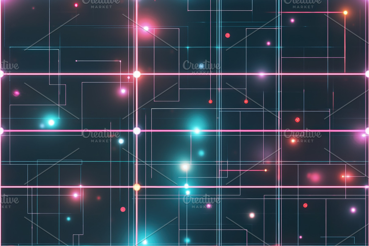 Seamless abstract background featuring a grid of glowing lines and dots in shad, a Pattern Graphic by Textures & Backgrounds