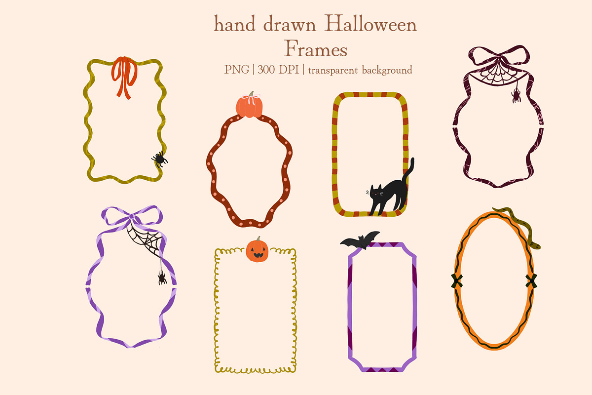 Hand Drawn Halloween Frames &Clipart, an Object Graphic by Katie Lisker (Photo 1 of 4)