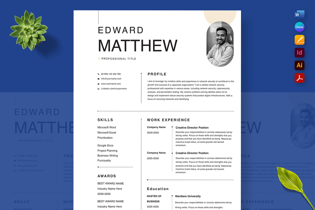 Professional Resume Template, a Resume Template by Nur Designer (Photo 3 of 4)