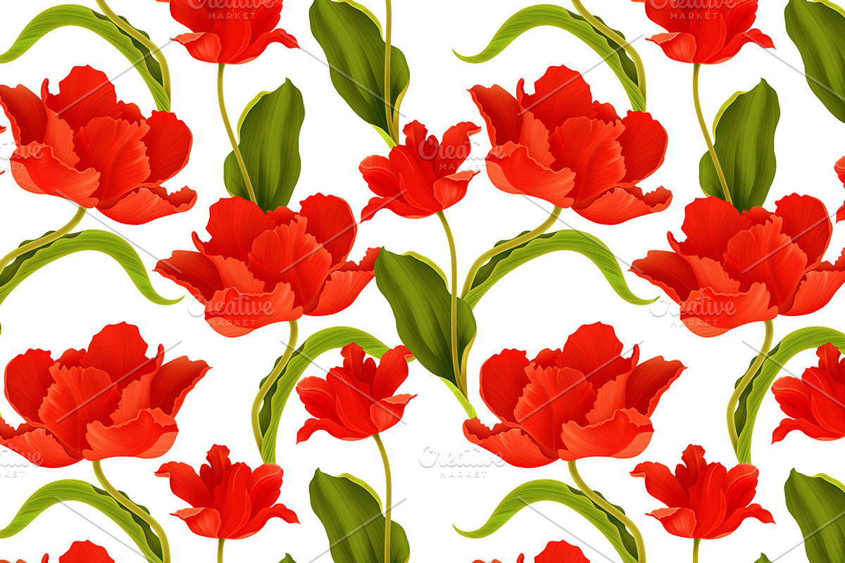 Seamless pattern with tulip flower, a Pattern Graphic by Luxury Fashion Prints