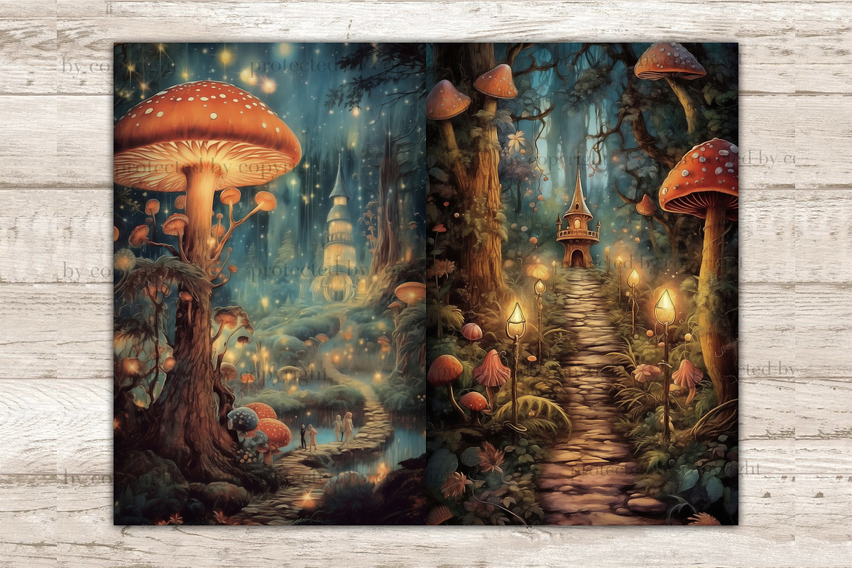 Magic Forest Junk Journal Page, a Seasonal Illustration by GlamArtZhanna (Photo 8 of 9)