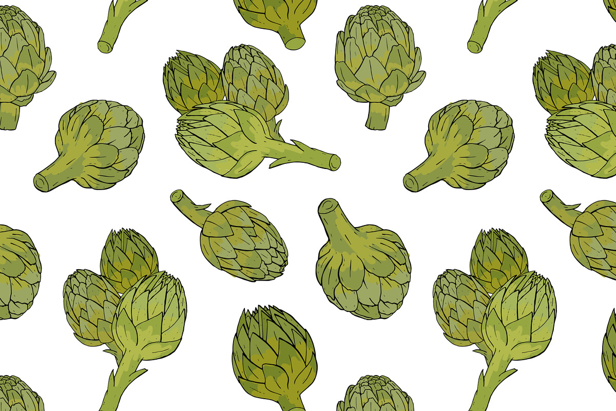 Artichoke, hand drawn set, patterns, a Decorative Illustration by Good Studio (Photo 4 of 8)