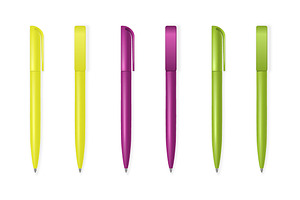 Set Of Blank Vector Pens.