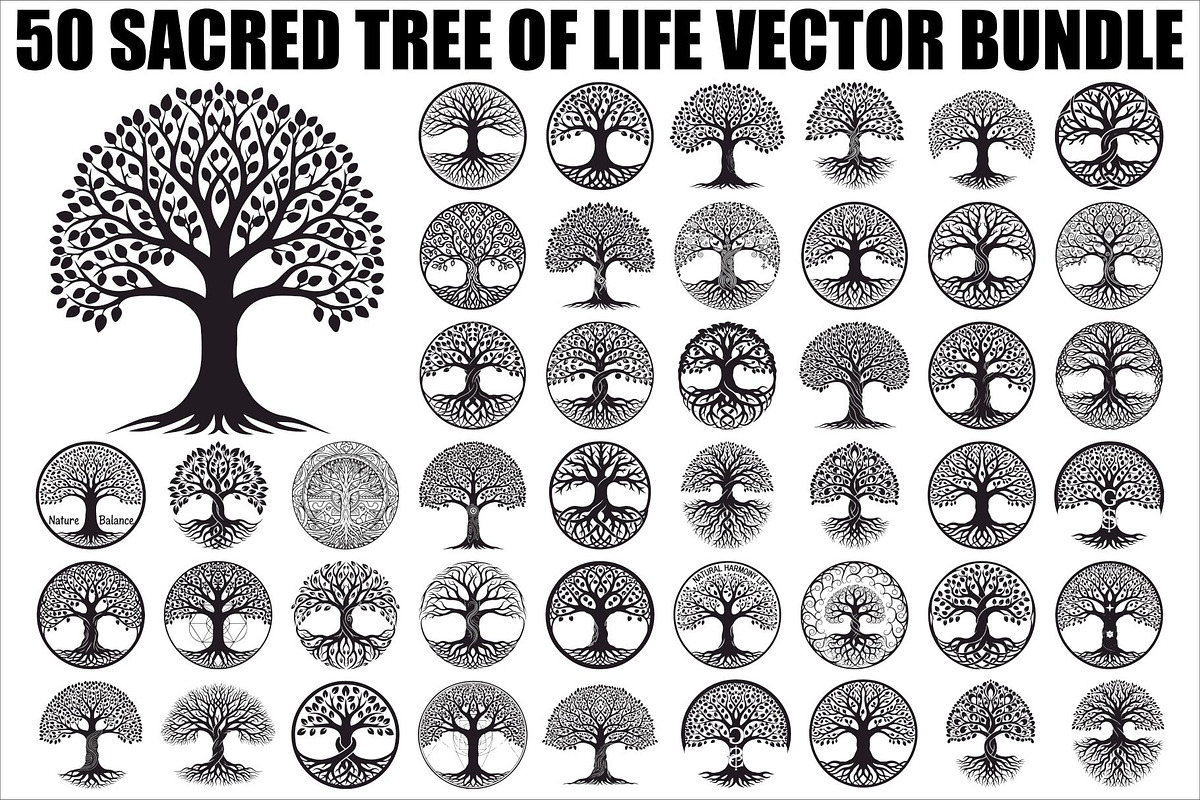 Sacred Tree of Life Vector Bundle, an Illustration by Designs_River (Photo 1 of 51)