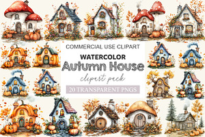 Whimsical Autumn House Clipart