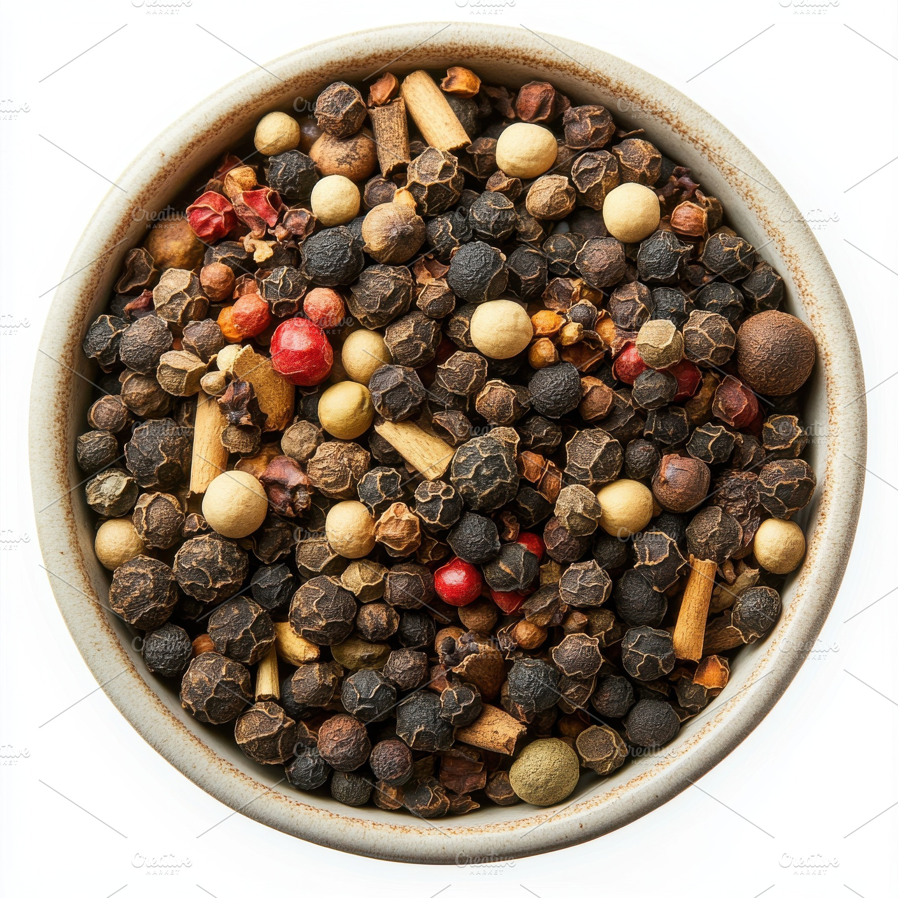 Top view of mixed spices in a bowl,, a Food & Drink Photo by Pixeness Studio