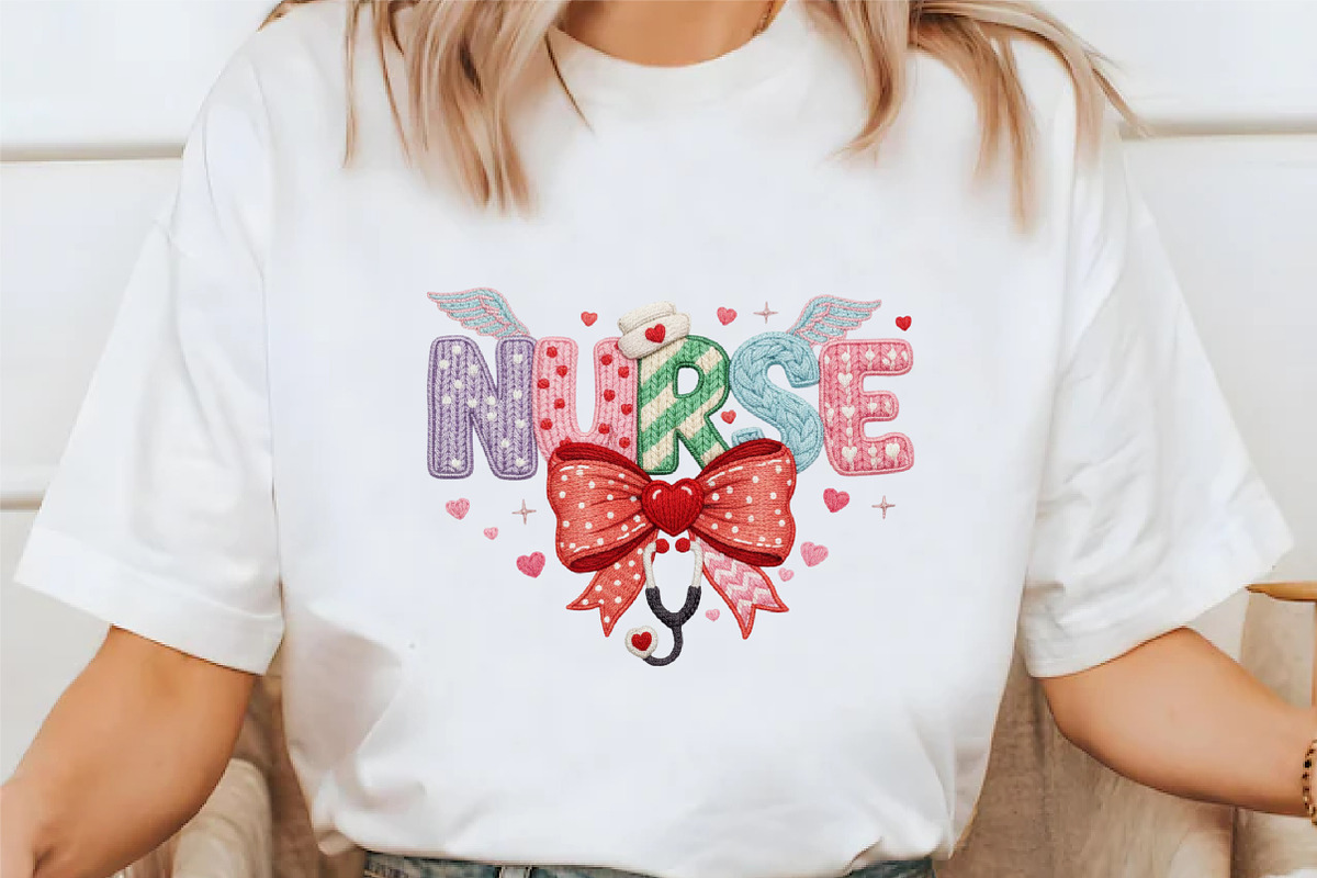 Faux Yarn Valentines Day Nurse Bow, an Illustration by designcity5 (Photo 7 of 9)