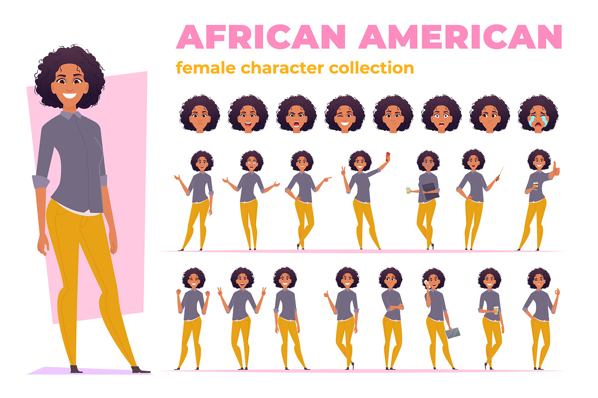 African American female Collection, an Illustration by VectorVision